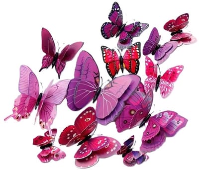 3d Muurdecoratie Vlinders 12 Stuk I Muurvlinders I Muurstickers Vlinder I Paars