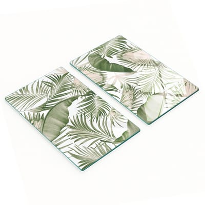 Decoratieve glazen snij- en serveerplanken met palmbladerenmotief, 2x30x52 cm