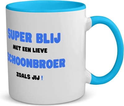 Akyol - super blij met een lieve schoonbroer zoals jij koffiemok - theemok - blauw - Broer - de liefste schoonbroer - verjaardag - cadeautje voor broer - broer artikelen - kado - geschenk - 350 ML inhoud