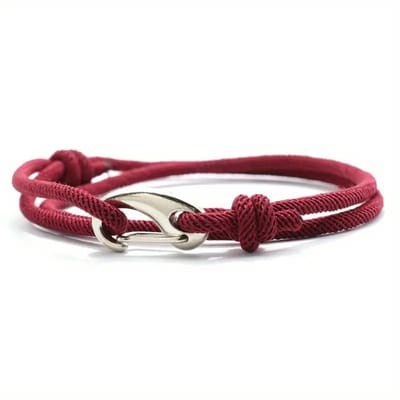 Livano Armband - Staal - Nep Zilver - Heren - Bordeauxrood