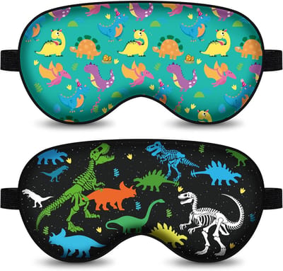 Dailygoods- Slaapmasker Kind - Dinosaurus Oogmasker - Verstelbare Band - Verduisterend - Zacht Zijde/Katoenmix - Ademend en Lichtgewicht