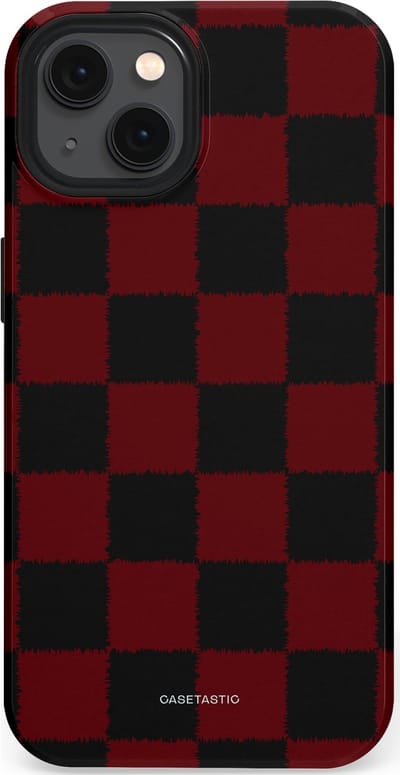 Casetastic hoesje geschikt voor Apple iPhone 13 - MagSafe - Dubbellaagse bescherming - De Houthakker - Fashion Case - Zwart Bordeaux