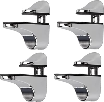 4 Stuks - Glasklem - Glazen plankdrager - Verstelbare planksteun beugel - Vismond glazen clip - 5.6*2.4*5 cm - Zilver - Zinklegering - Wandmontagesteun - Voor 3 -18 mm dik glas en houten planken