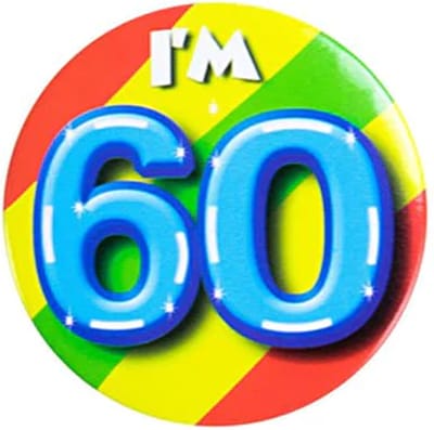 Button 60 Jaar - Button met speld (55mm) - Leeftijd badge - 60 Jaar versiering - Accessoires - Rozet I'm 60 - Verjaardag jongen / meisje / man / vrouw - Button 60 Jaar