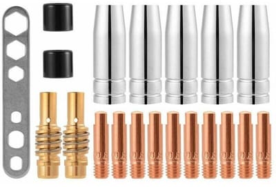 20 stuks 15AK MIG/MAG lasmondstuk contacttips gasconnector houderset M6 0,8x25mm