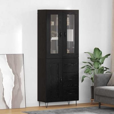 vidaXL - Highboard - Zwart - Eiken - 69,5 - x - 34 - x - 90 - cm - Bewerkt - hout