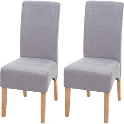 Set van 2 Latina eetkamerstoelen, keukenstoel, stof/textiel MVG-gecertificeerd ~ lichtgrijs, lichte poten