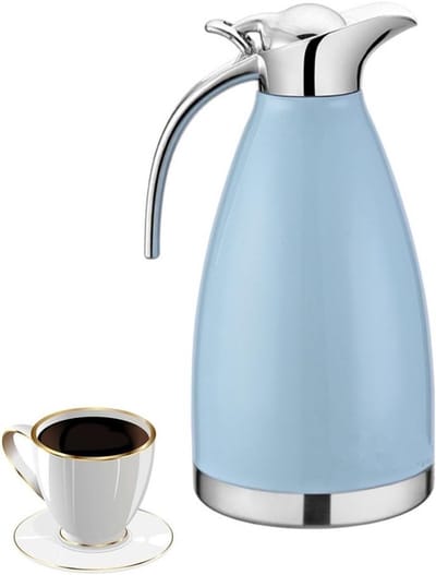Thermosfles 2 Liter voor Water en Koffie - Schokbestendige Dubbelwandige RVS Isolatiekan voor Heet en Koud Drankjes (Blauw)