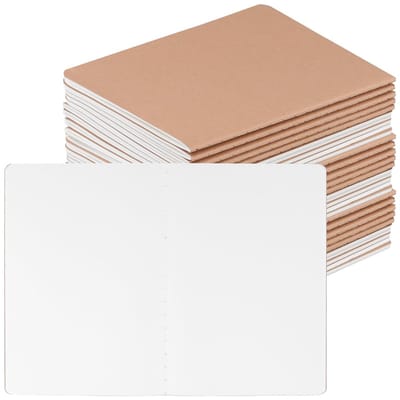 Dailygoods- Notitieboek A5 - Blanco - 72 pagina's - 20,5 x 14,2 cm - Kantoor - Bruine kartonnen hoes - Hoogwaardig papier - Notitieblok
