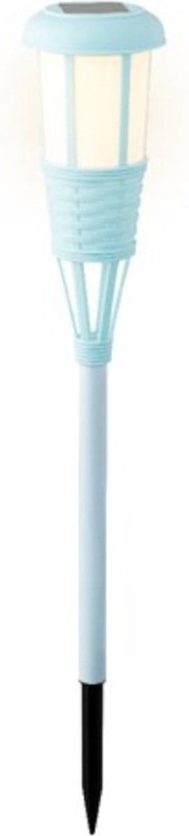 Solar tuinfakkel/tuinlamp lichtblauw op zonne-energie 61 cm - Prikspots tuinverlichting
