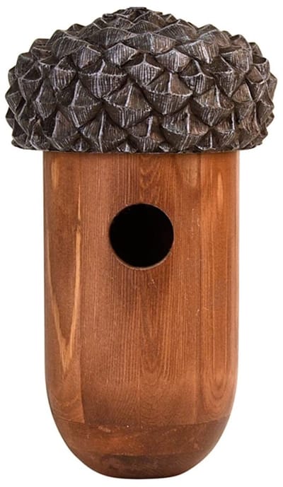 Dailygoods - Vogelnestkast - Eikenlook - Grappig ontwerp - Ø 14 cm - Wandmontage - Voor wilde vogels - Grenenhout en kunststof