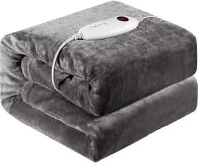 Elektrische deken 180x130 cm - Grijs - 1 persoons - Flanel - 6 standen - Wasbaar