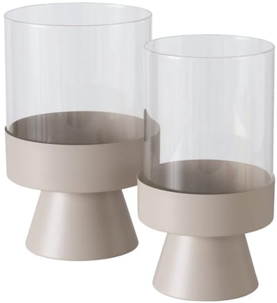 Boltze Lantaarn Pallas (Kroonluchter van gepoedercoat ijzer en helder glas, beige, rond, 2-delig) 2034703