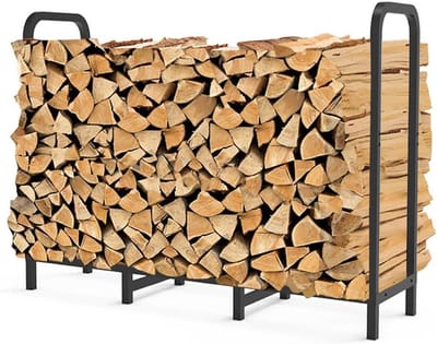 Houtopslag Rek - Brandhout Stapelaar - Haardhout Opslag - Verhoogde Constructie - 122 cm Breed - Zwart