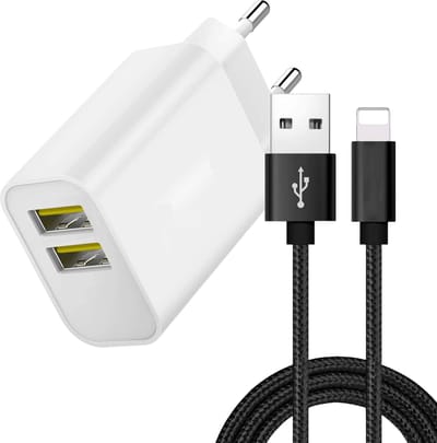 USB Lader met Nylon Gevlochten Kabel - Geschikt voor iPhone X,8,7,SE - 12W Oplader - 2 Meter
