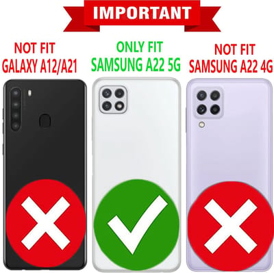 Bookcase Geschikt voor: Samsung Galaxy A22 5G - Turquoise - Portemonnee hoesje met 1 stuk Glas Screen protector