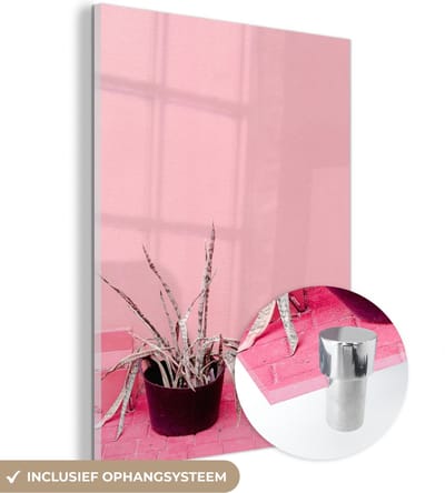 MuchoWow® Glasschilderij 30x40 cm - Schilderij acrylglas - Zomer - Roze - Planten - Foto op glas - Schilderijen