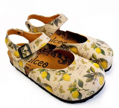 GOBY Dames Clogs met Citroenprint – Handgemaakt – Premium Kwaliteit – Maat 36