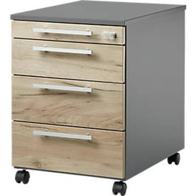 Schäfer Shop  Select Verrijdbaar ladeblok SET UP, afsluitbaar, B 432 x D 580 x H 595 mm, grafiet/eik
