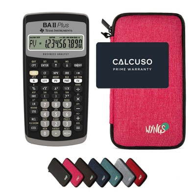 TI-BA II Plus incl. WYNGS Beschermhoes Roze - Financiële Rekenmachine - Basis Pakket