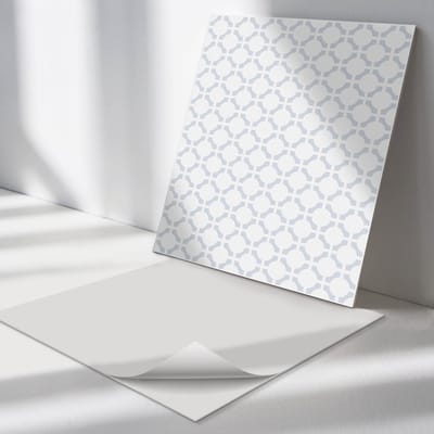 Wallfluent Vinyl Tegels - Geometrisch Patroon met Ovalen Vinyl Vloer Tegels - 30 cm x 30 cm - Wit PVC Tegels - 9 stuks - Vierkant PVC Tegels - Patroon Plaktegels - Zelfklevende Vinyl Tegels - Plaktegels Keuken en Badkamer