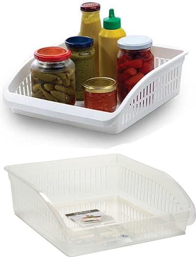 Gondol Koelkast/keuken organiser open mand - 2x - transparant - kunststof - 29 x 26 x 8 cm