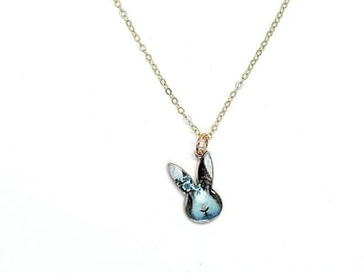 Ketting Meisje- Kinderketting- Meisjesketting Konijn- Blauw- Ketting met Konijntje- Goudkleurig- Kind- LiLaLove