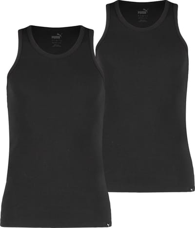 Puma Singlet - 2 Pack 001 Black - maat M (M) - Heren Volwassenen - 100% katoen- 100000891-001-M