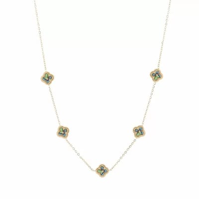 Bijoutheek Collier 5 klavers abelone schelp Goud