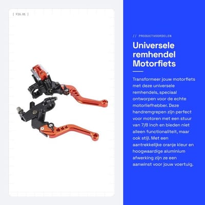 Remhendel Universeel - 7/8 Inch - Aluminium - Motorfiets/ATV - Koppeling - Hoogwaardig Materiaal - Optioneel in Goud/Zilver/Rood/Blauw/Oranje - Handremgrepen