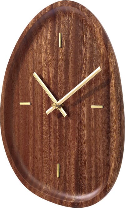 SensaHome Wandklok Prague - Japandi Stijl Design Klok - Assymetrische Organische vorm van Hout - Ø21cm - Bruin