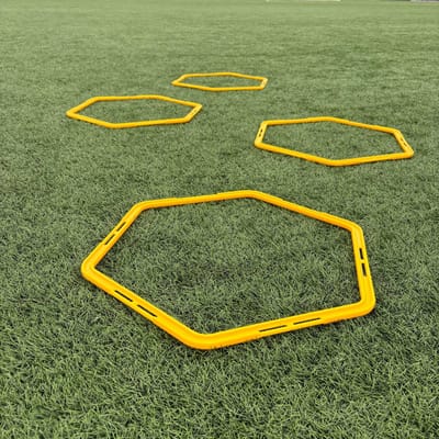 Hexa Hoepel set á 4 stuks Hexagon - Geel 48cm - Trainingsmaterialen Sport