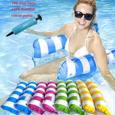 Nivard Luxe Waterhangmat - Luchtbed Zwembad - Luchtmatras Opblaasbaar - Water Hangmat - Aqua Lounge - Blauw + Pomp