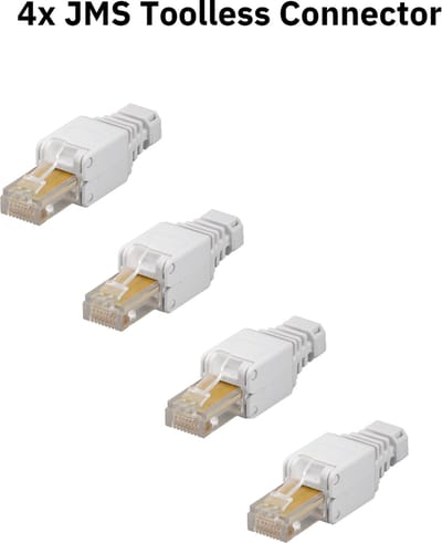 4x JMS® Toolless Modulaire RJ45 Connector Cat6 (ook geschikt voor cat5, set van 4stuks)