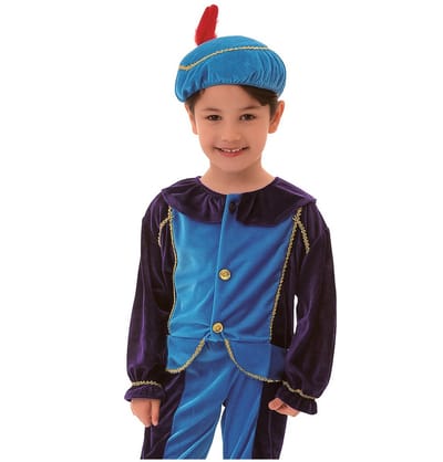 Pietenpak Blauw – pieten kostuum kinderen – 3-delig – maat 110/116
