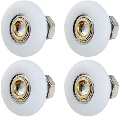 Dailygoods- Douchedeur Rollers 27mm - Vervangingswieltjes - Hoogwaardig Nylon - Waterdicht - Slijtvast - 4 Stuks - Deurroller