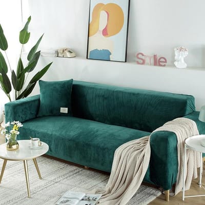 Bankhoes van fluwelen stof, elastische bankhoes, bankhoezen, L-vormige bankhoezen voor thuis 1 Pillowcase groen
