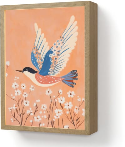 Wandlamp 30x40 cm - Oplaadbaar - Vogel - Bloesemtakken - Warm - Kleurrijk - Wandlampen binnen woonkamer - Slaapkamer lamp - Decoratieve nachtlamp - Vloerlamp draadloos