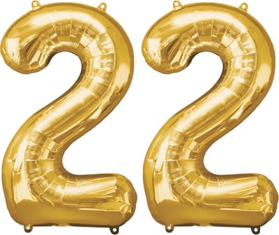 Versiering 22 Jaar Ballon Cijfer 22 Verjaardag Versiering Folie Helium Ballonnen Feest Versiering XL Formaat Goud - 86Cm