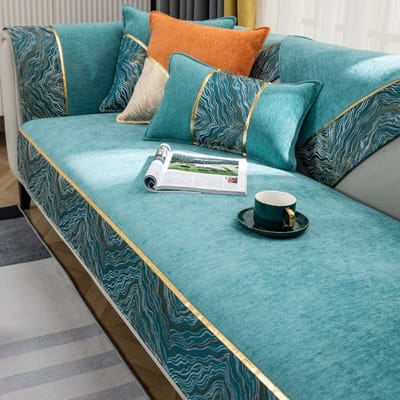 Marmeren Bankhoes Slipcovers Antislip Bank Stoelhoes Bankhanddoek 1/2/3/4-zits L-vorm Hoekbankhoezen voor Woonkamer 70x70cm 1pcs