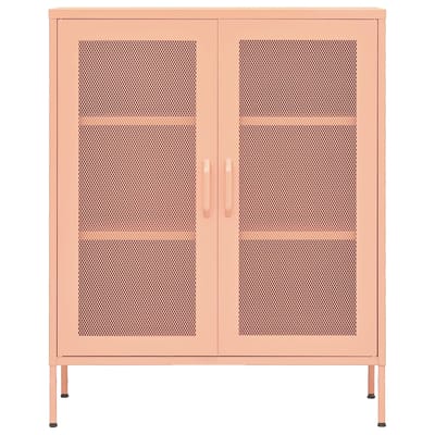 vidaXL - Opbergkast - 80x35x101,5 - cm - staal - roze