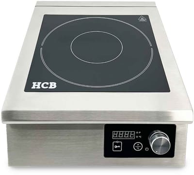 HCB® - Professionele Horeca Inductie kookplaat - 5 kW - 400V - Elektrische RVS / INOX kookplaat - 52.5x40.2x18.2 cm (DxBxH) - 10.30 kg - 9202