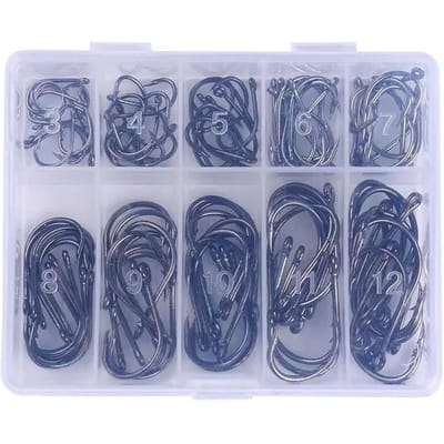 100 stuks verpakte vishaakbuis betaling Yi Shi Ni 3-12# weerhaakvishaak met oog zwart en goud super hengel vishaak gray