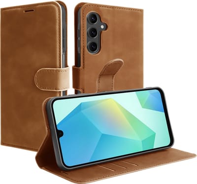 Cazy hoesje geschikt voor Samsung Galaxy A16 Hoesje met Pasjeshouder - Premium Bookcase - Bruin