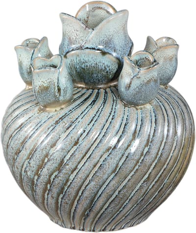 PTMD Mailia Turquoise Ceramic Round Tulip Vase Swirl M