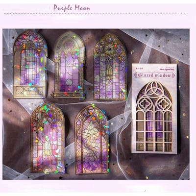 10 stuks Retro Glazen Venster Serie Decoratieve Waterdichte Sticker Scrapbooking Materiaal Label Diy Dagboek Album Journal Planner