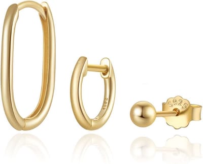 Elenza Drie-in-één 925 Zilveren Oorbellen – Elegant Design in verguld Goud