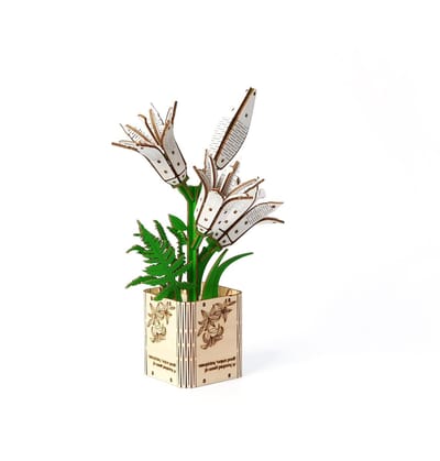 Lelie - 3D Puzzel met Handleiding - DIY - Miniatuur Modelbouw Hout Kinderen en Volwassenen - Houten bouwpakket - Assemblr