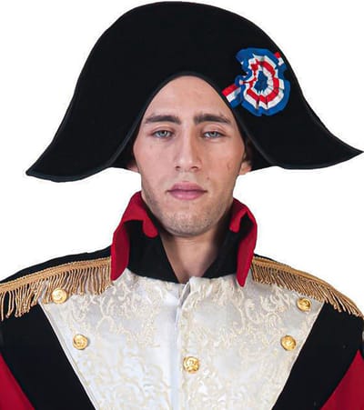 Carnaval Napoleon hoed met Franse rozet - Franse hoed - Verkleedkleding - Feestartikelen - volwassenen - steek