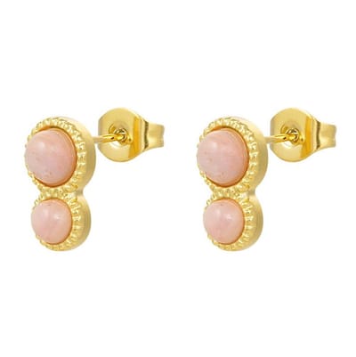 Yehwang Oorstekers Basic Natuursteen goud roze